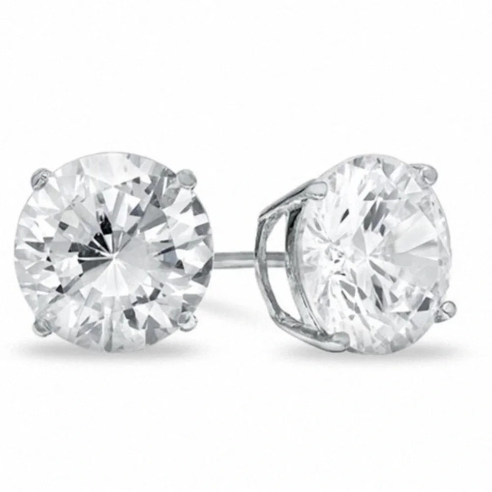 16k White Gold Round CZ Earrings